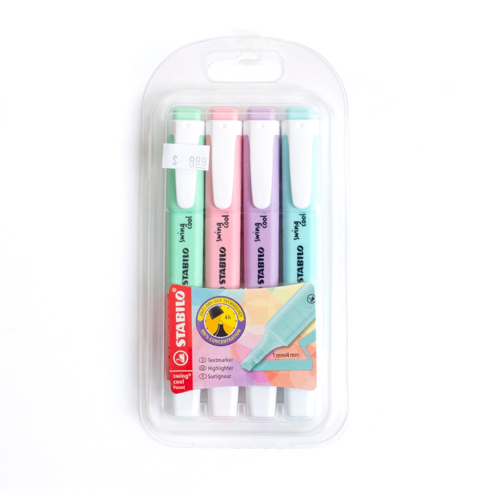 Stabilo, Highlighters, Art & School, Swing, Cool Set, 4 Color, Pastel No.1, 704322